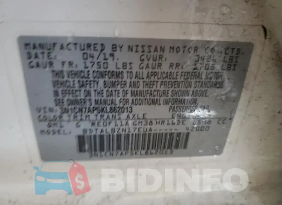 3N1CN7AP5KL862013 Photo# 13