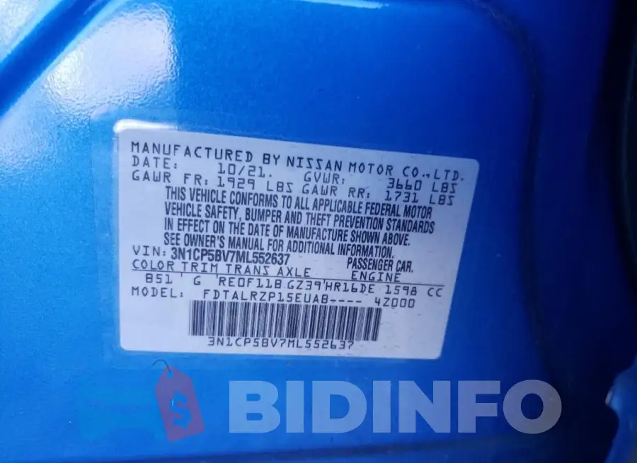 3N1CP5BV7ML552637 Photo# 13