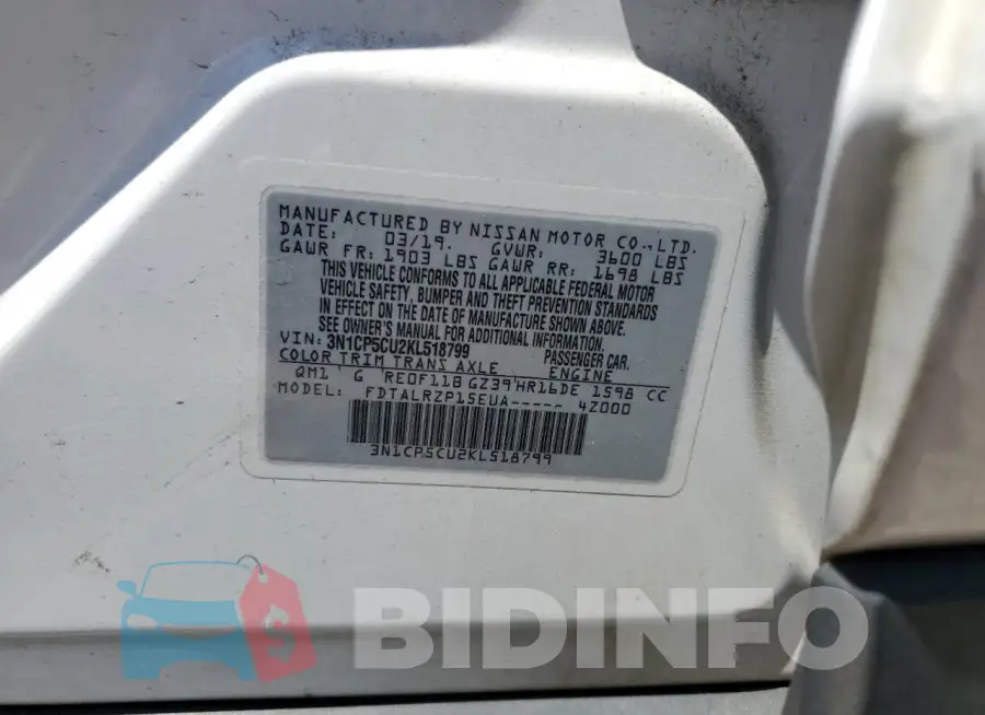 3N1CP5CU2KL518799 Photo# 13