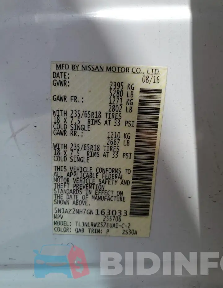 5N1AZ2MH7GN163033 Photo# 14