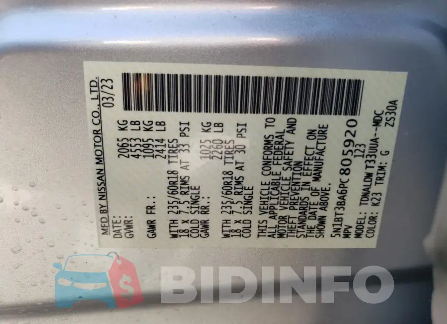5N1BT3BA6PC805920 Photo# 13