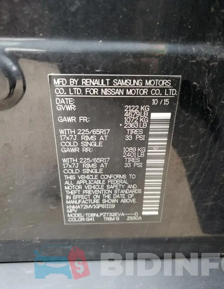 KNMAT2MV1GP611119 Photo# 12