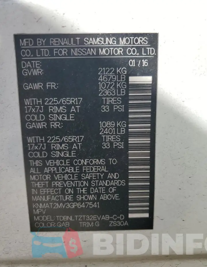 KNMAT2MV3GP647541 Photo# 14