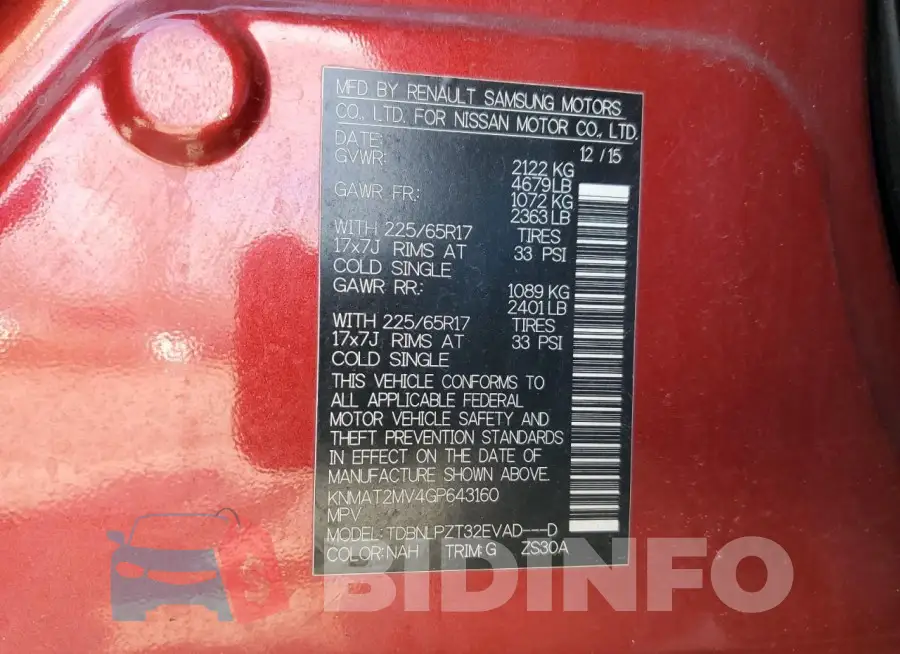 KNMAT2MV4GP643160 Photo# 12