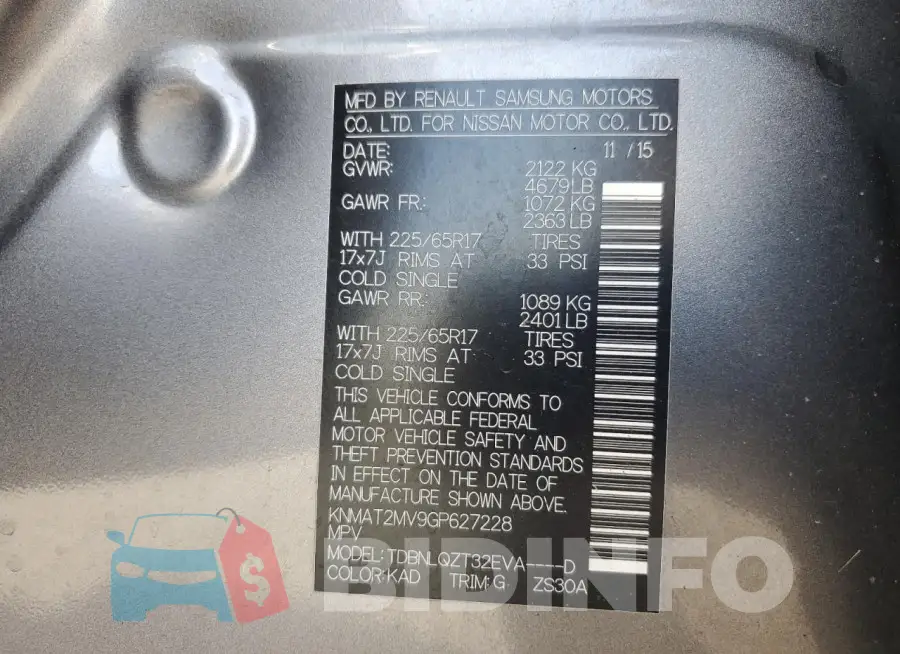 KNMAT2MV9GP627228 Photo# 14