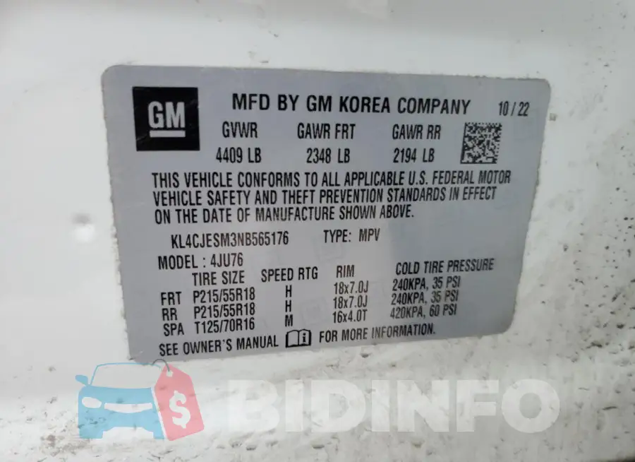KL4CJESM3NB565176 Photo# 13