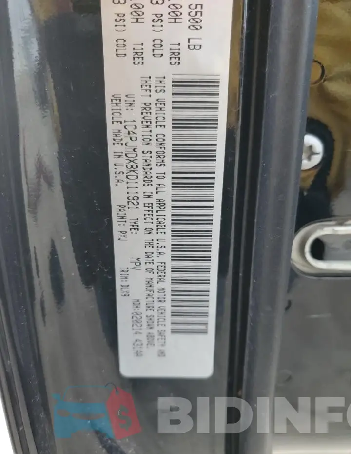 1C4PJMDX8KD111921 Photo# 13