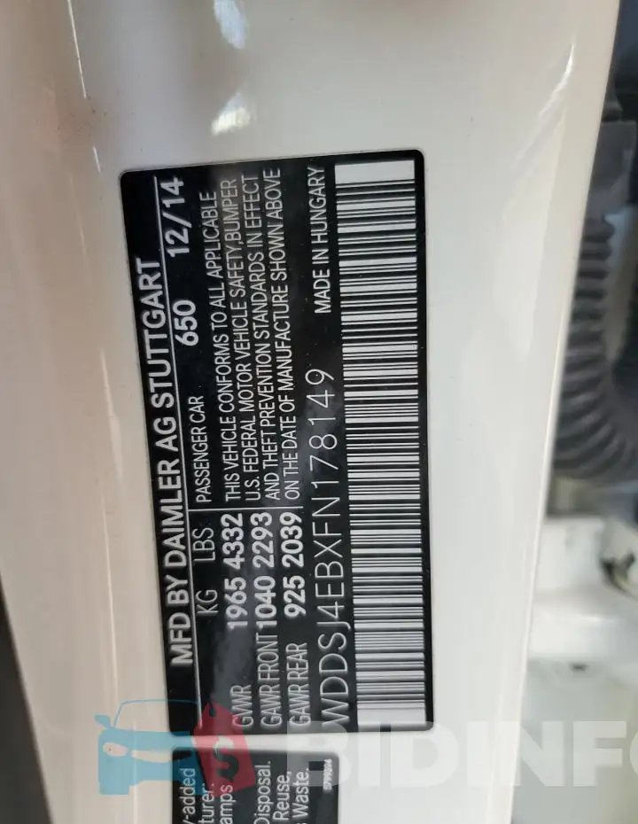 WDDSJ4EBXFN178149 Photo# 12