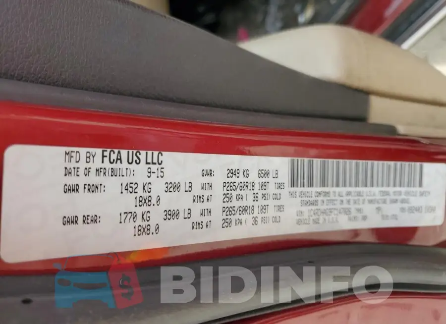 1C4RDHAG9FC147026 Photo# 13