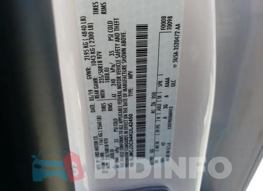 5LMCJ3C94KUL42450 Photo# 13