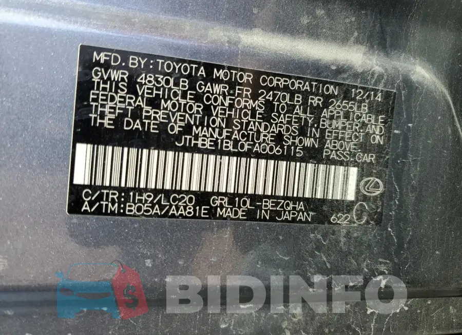 JTHBE1BL0FA006115 Photo# 12