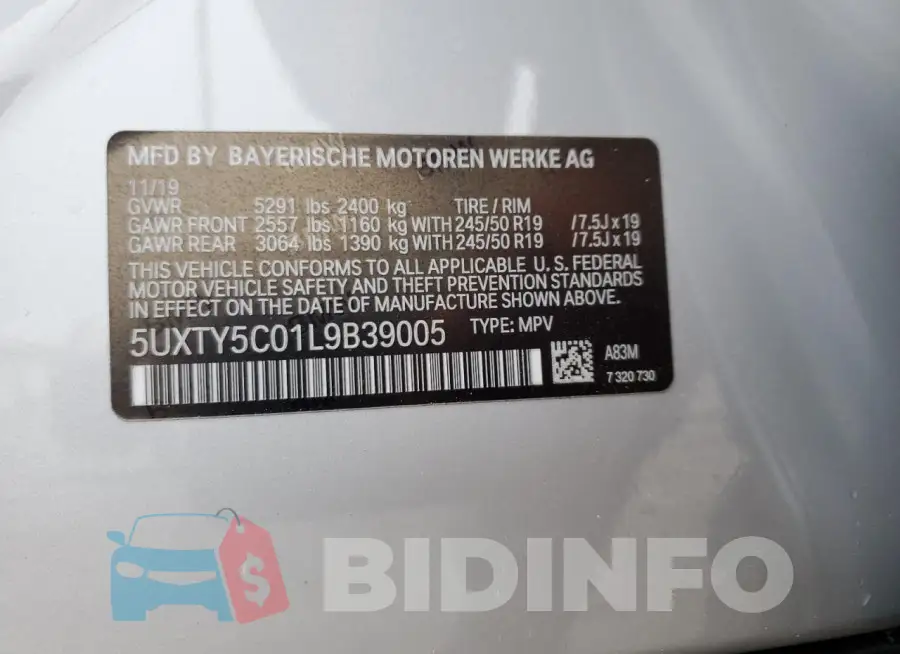 5UXTY5C01L9B39005 Photo# 12