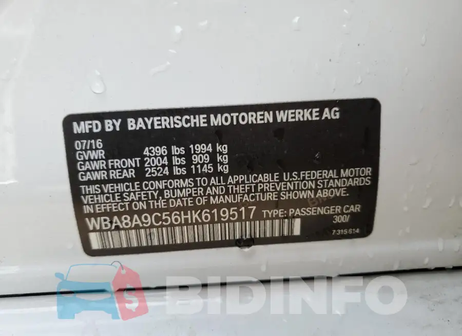 WBA8A9C56HK619517 Photo# 12