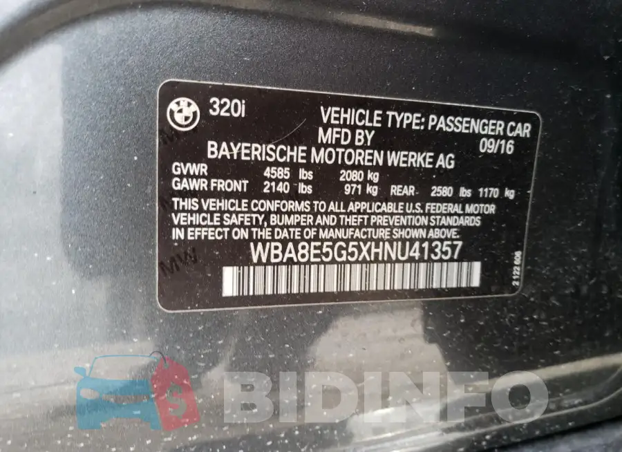 WBA8E5G5XHNU41357 Photo# 12