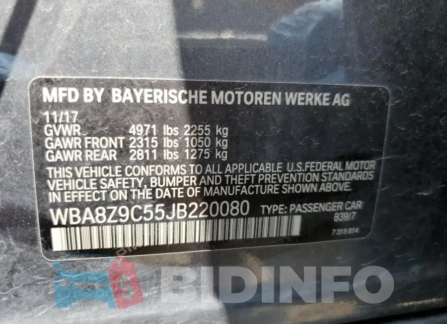 WBA8Z9C55JB220080 Photo# 12