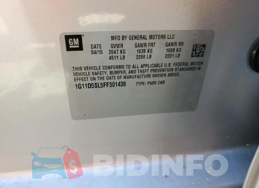 1G11D5SL5FF301438 Photo# 12