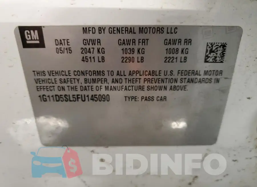 1G11D5SL5FU145090 Photo# 13