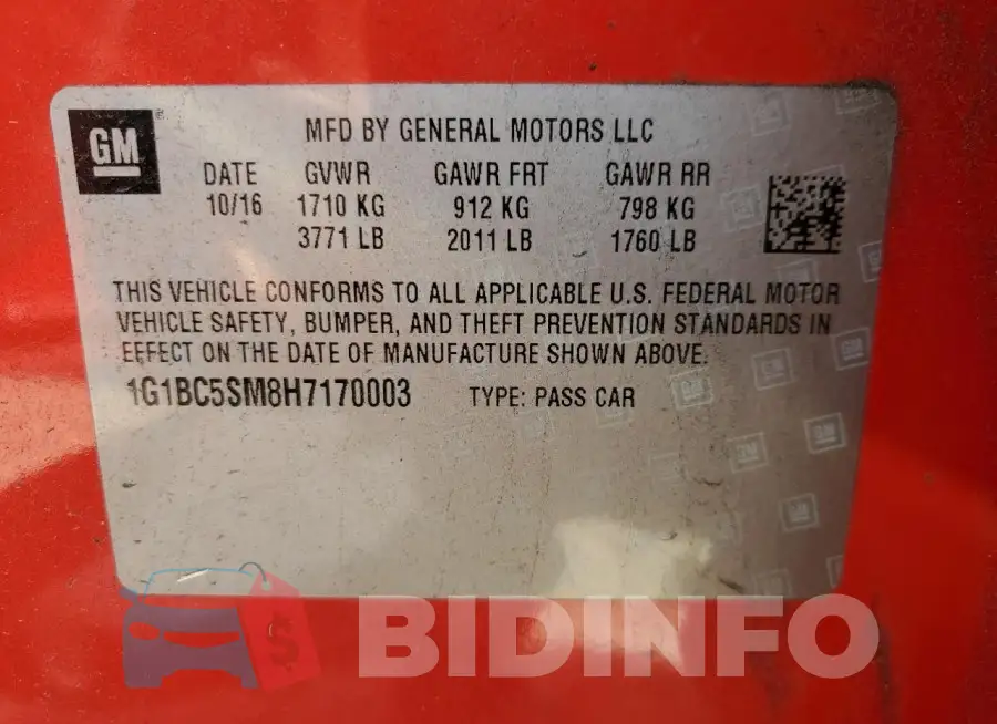 1G1BC5SM8H7170003 Photo# 12