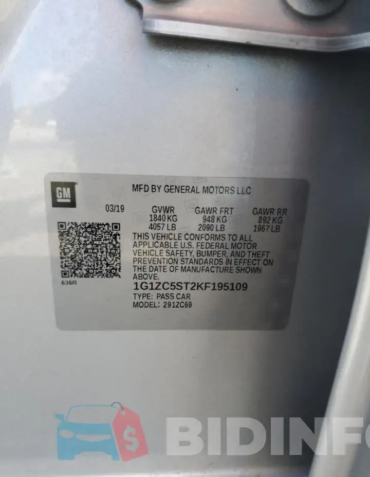 1G1ZC5ST2KF195109 Photo# 12