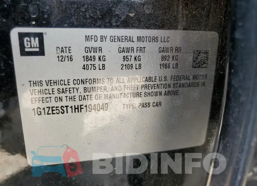 1G1ZE5ST1HF194049 Photo# 13