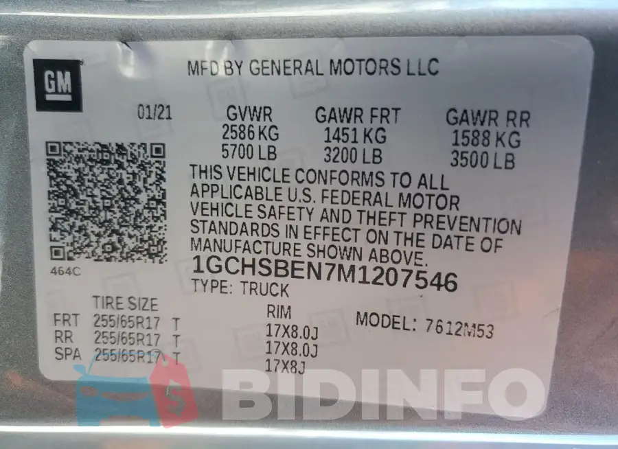 1GCHSBEN7M1207546 Photo# 12