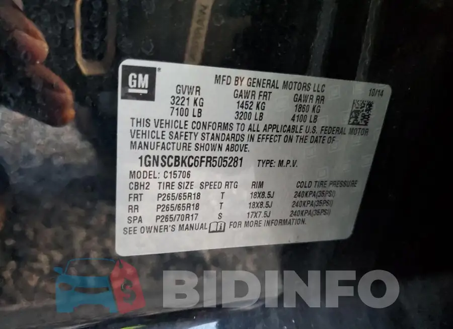 1GNSCBKC6FR505281 Photo# 13