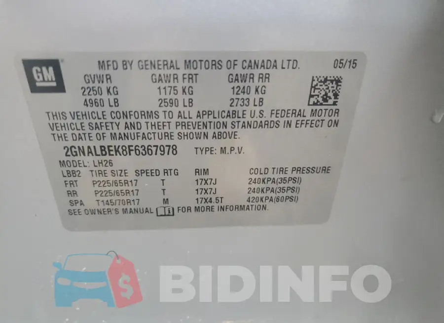 2GNALBEK8F6367978 Photo# 12
