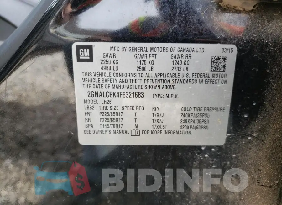 2GNALCEK4F6321683 Photo# 14