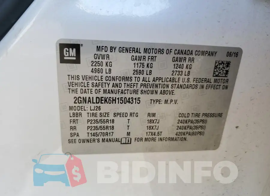 2GNALDEK6H1504315 Photo# 13