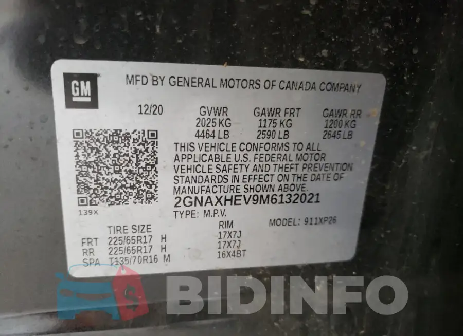 2GNAXHEV9M6132021 Photo# 13