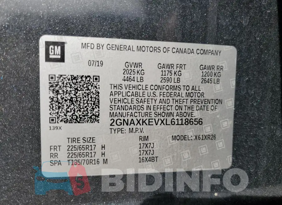2GNAXKEVXL6118656 Photo# 13