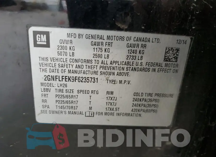 2GNFLFEK9F6235731 Photo# 13