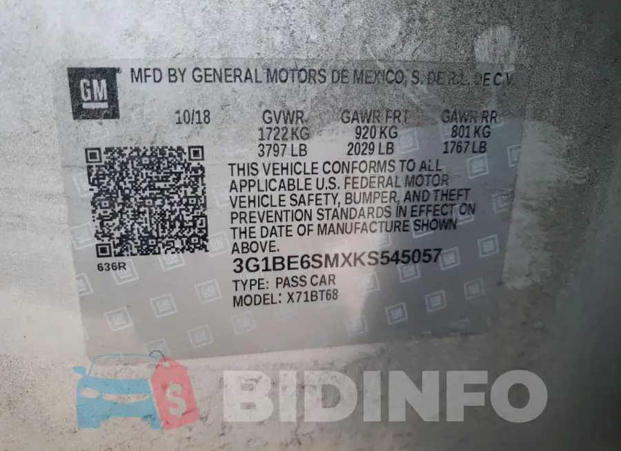 3G1BE6SMXKS545057 Photo# 13