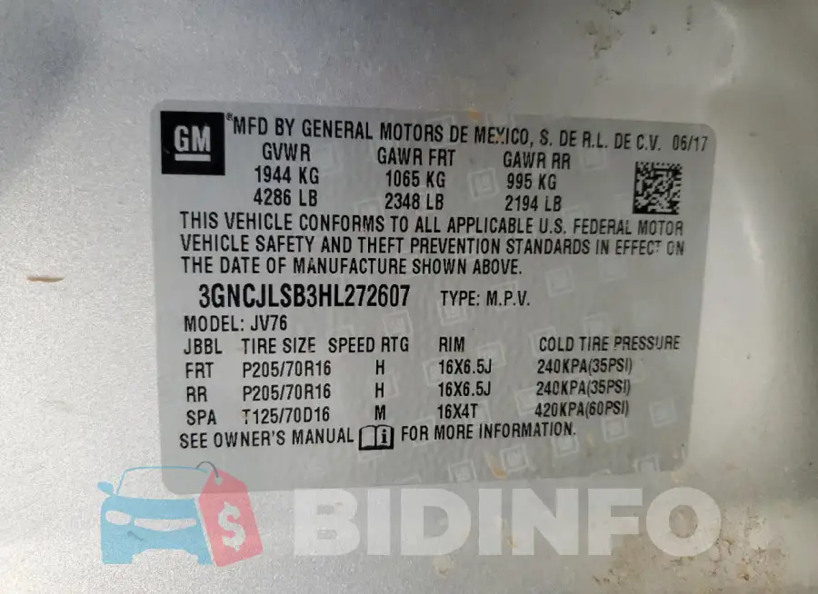 3GNCJLSB3HL272607 Photo# 13