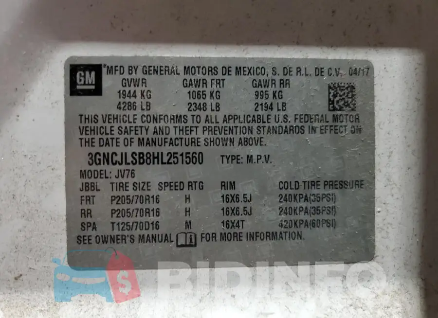 3GNCJLSB8HL251560 Photo# 13