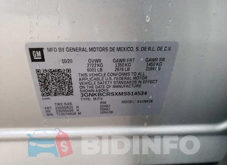 3GNKBCRSXMS514534 Photo# 14