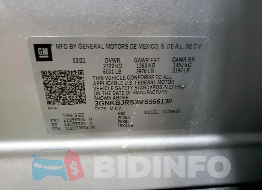 3GNKBJRS3MS556130 Photo# 14