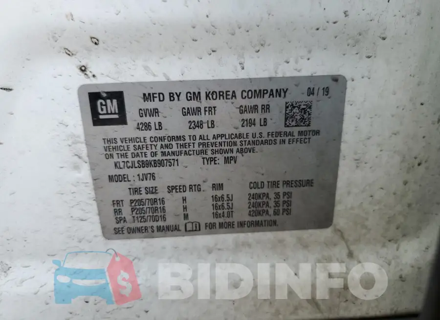 KL7CJLSB9KB907571 Photo# 14
