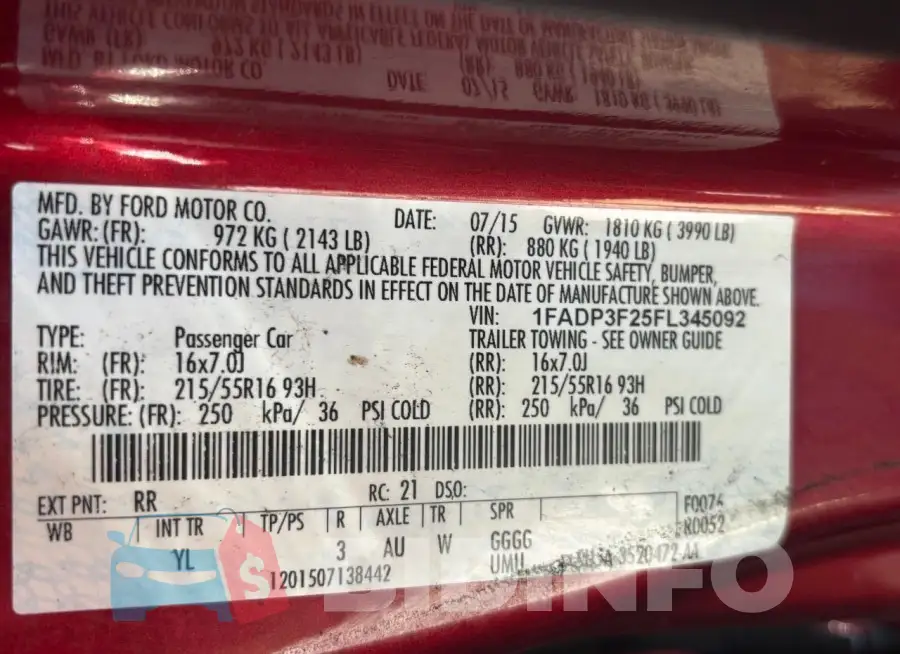 1FADP3F25FL345092 Photo# 10