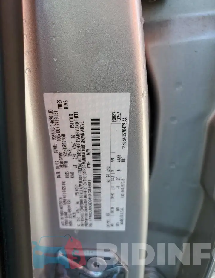 1FMCU0GD9HUC84691 Photo# 13