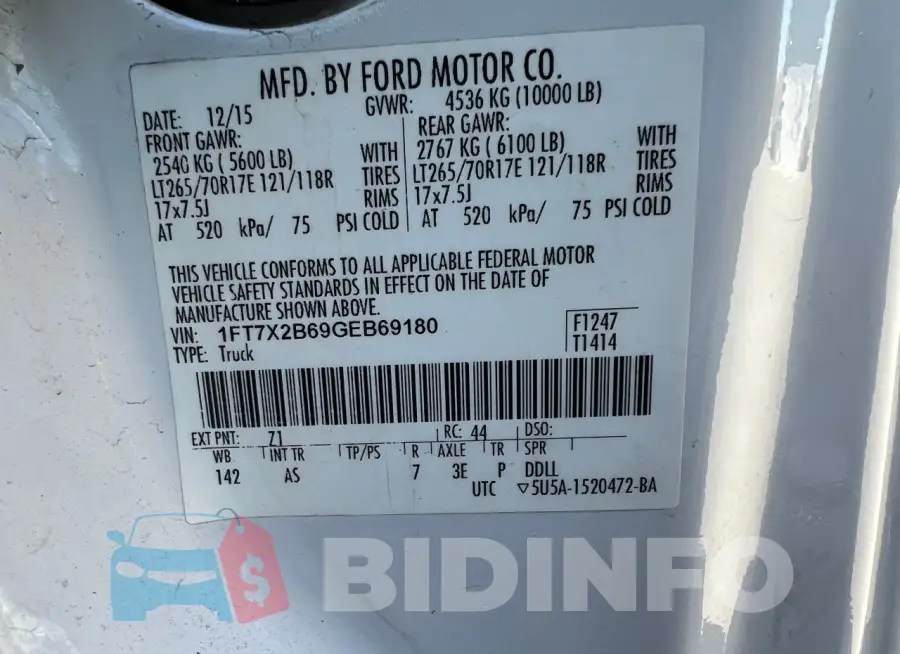 1FT7X2B69GEB69180 Photo# 10