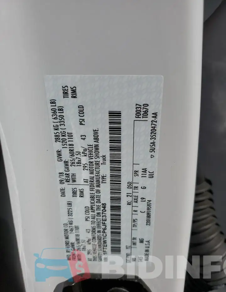 1FTEW1CP6JFE37048 Photo# 13