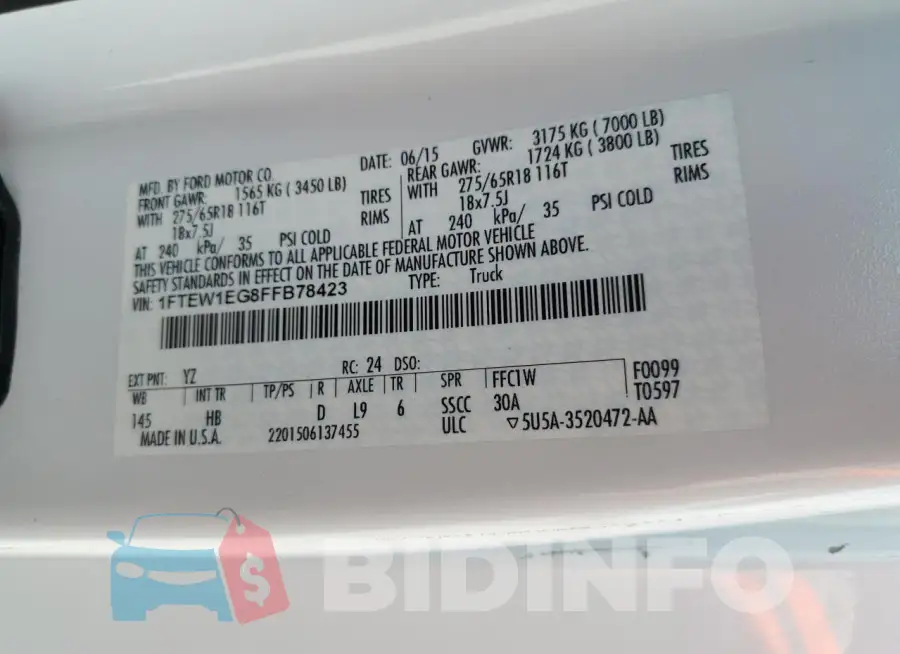1FTEW1EG8FFB78423 Photo# 12