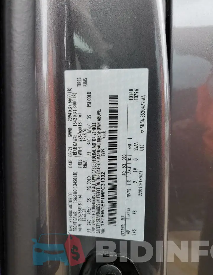 1FTEW1EP1MFC31332 Photo# 12