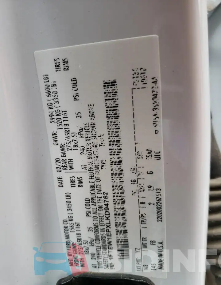 1FTEW1EPXLKD94762 Photo# 12