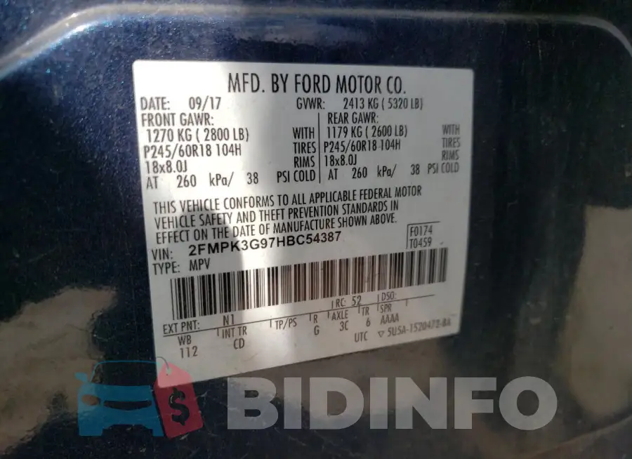 2FMPK3G97HBC54387 Photo# 13