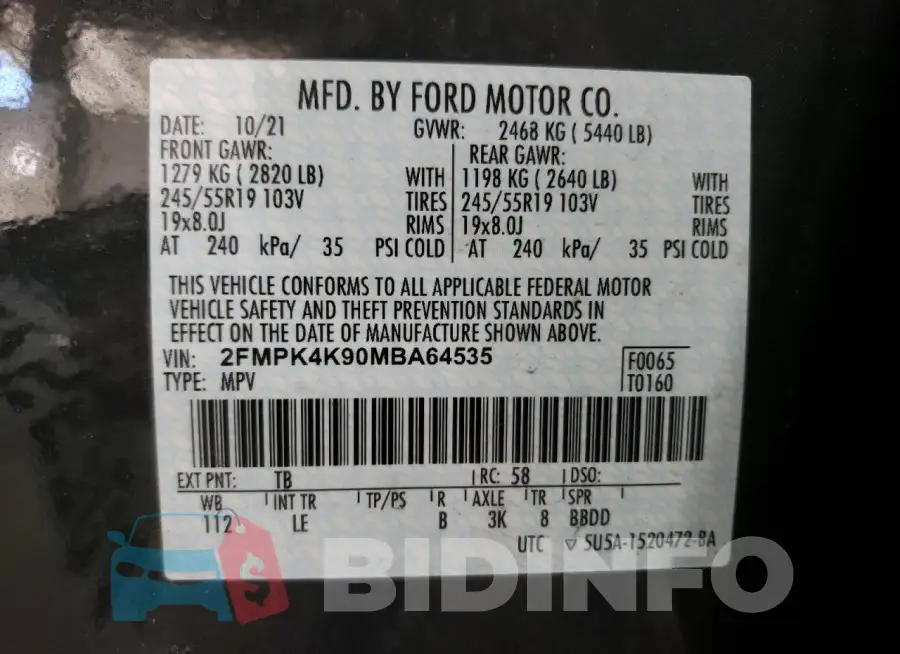 2FMPK4K90MBA64535 Photo# 12