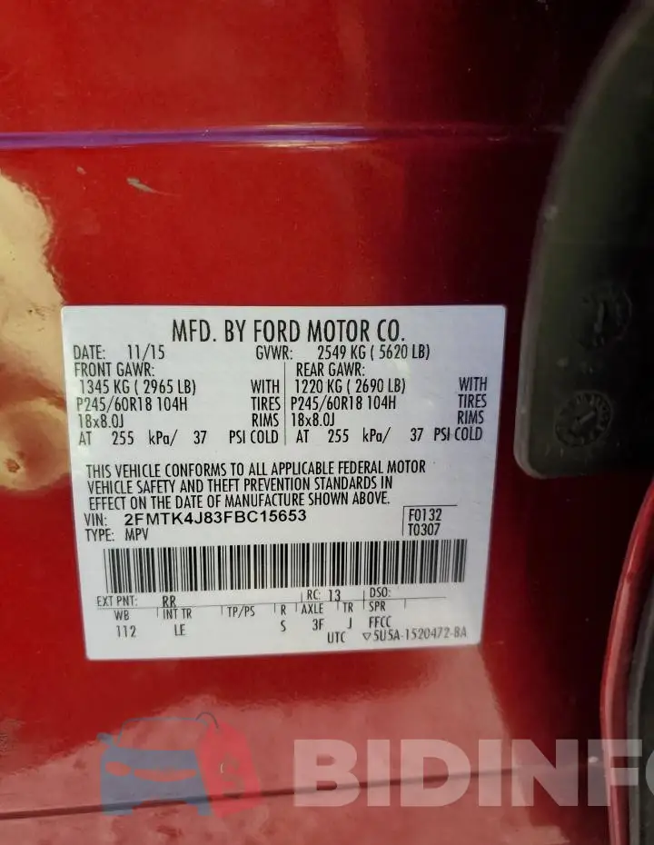 2FMTK4J83FBC15653 Photo# 14
