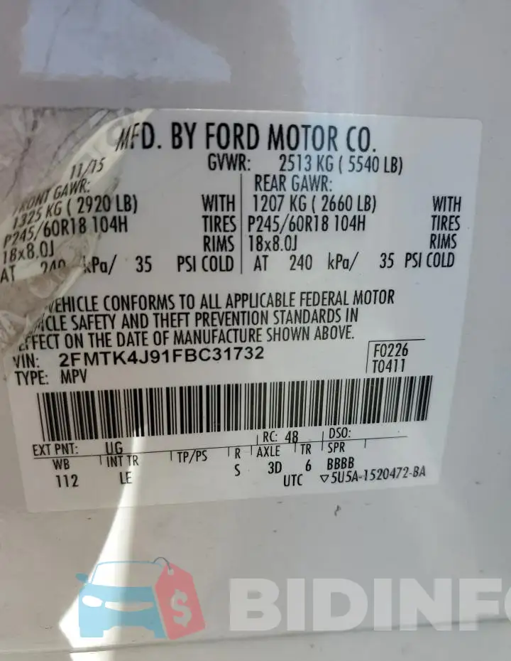 2FMTK4J91FBC31732 Photo# 12