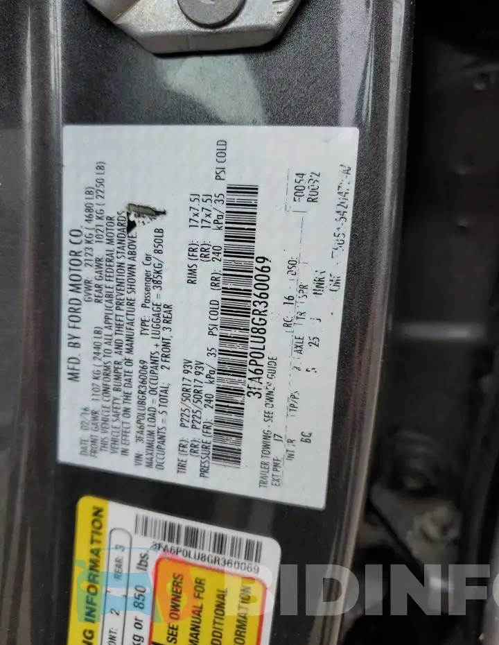 3FA6P0LU8GR360069 Photo# 12